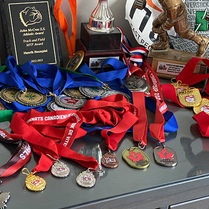 collection of medals and trophies